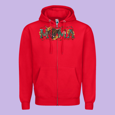 Zipper Hoodie Mama with highland cow