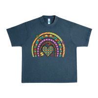 Midnight Navy autism awareness heart leopard rainbow Urban Heavy Tee - Artiststas