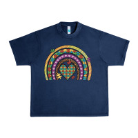 Navy autism awareness heart leopard rainbow Urban Heavy Tee - Artiststas