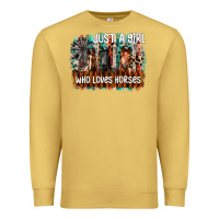 Antique Gold just a girl who loves horses Premium Sweatshirt - CowhideDigitalArt