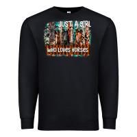 Black just a girl who loves horses Premium Sweatshirt - CowhideDigitalArt
