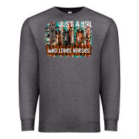 Charcoal Heather just a girl who loves horses Premium Sweatshirt - CowhideDigitalArt