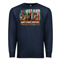 Navy just a girl who loves horses Premium Sweatshirt - CowhideDigitalArt