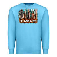 Ocean Blue just a girl who loves horses Premium Sweatshirt - CowhideDigitalArt