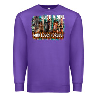 Purple just a girl who loves horses Premium Sweatshirt - CowhideDigitalArt