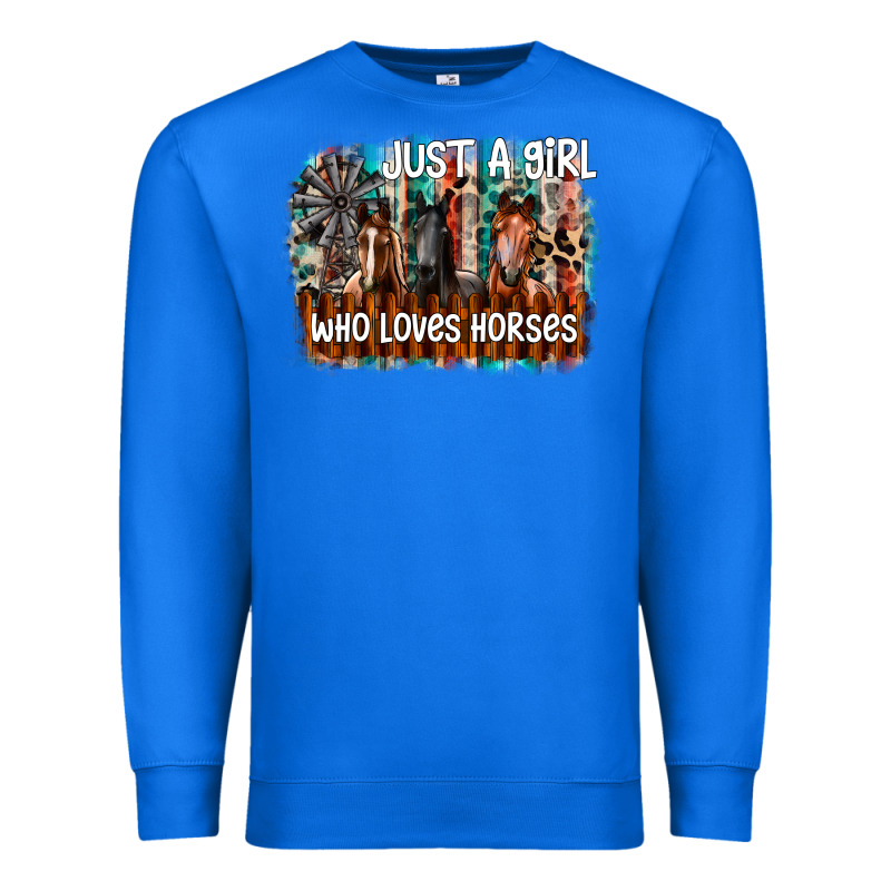 Just A Girl Who Loves Horses Premium Sweatshirt by CowhideDigitalArt | Teevron