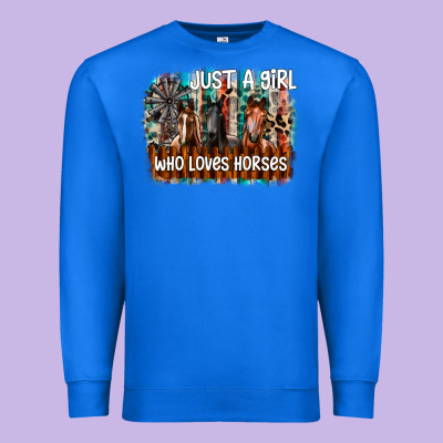 Just A Girl Who Loves Horses Premium Sweatshirt Designed By Cowhidedigitalart
