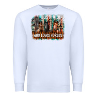 White just a girl who loves horses Premium Sweatshirt - CowhideDigitalArt