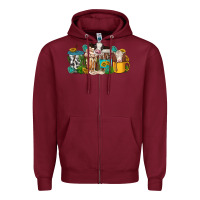Burgundy western cow coffee cup Zipper Hoodie - texasbilliewilder