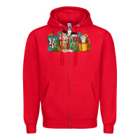 Red western cow coffee cup Zipper Hoodie - texasbilliewilder