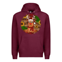 Burgundy Cute reindeer Christmas Premium Hoodie - Jasminsmagicworld