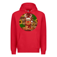 Red Cute reindeer Christmas Premium Hoodie - Jasminsmagicworld
