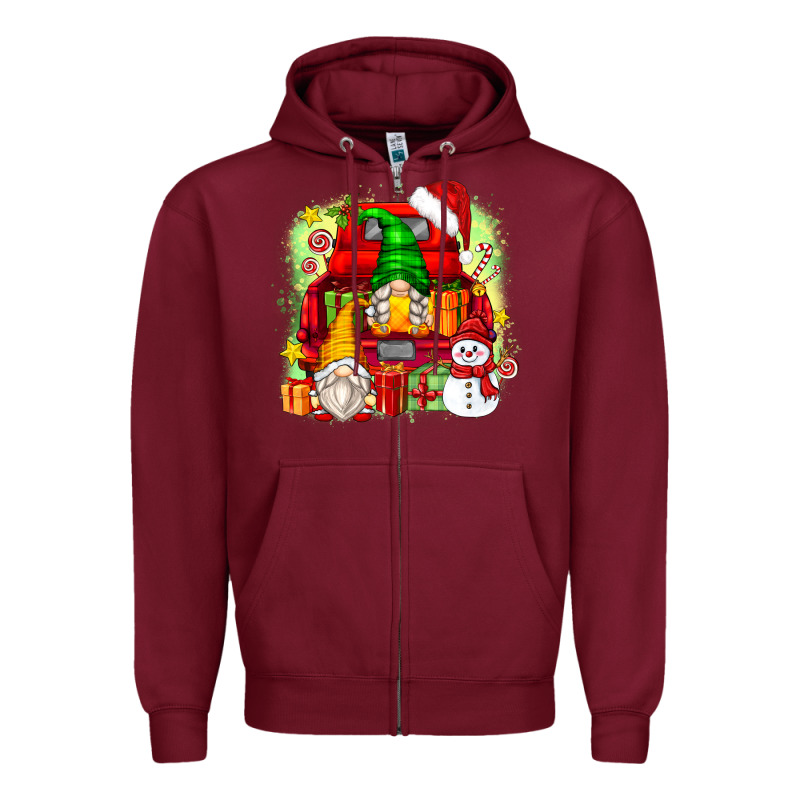 Christmas Gnome Truck Zipper Hoodie by Zillion Design Studio | Teevron
