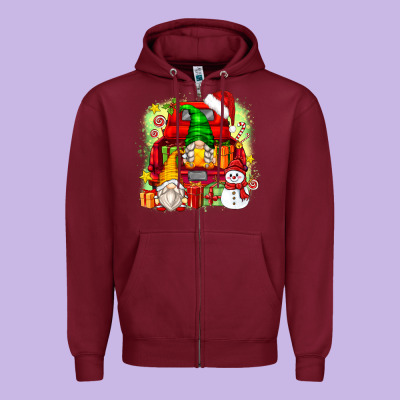 Christmas Gnome Truck Zipper Hoodie Designed By Zillion Design Studio