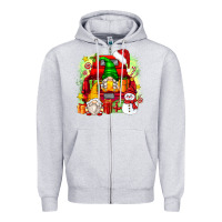Heather Grey christmas gnome truck Zipper Hoodie - Zillion Design Studio
