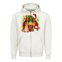 Oatmeal Heather christmas gnome truck Zipper Hoodie - Zillion Design Studio