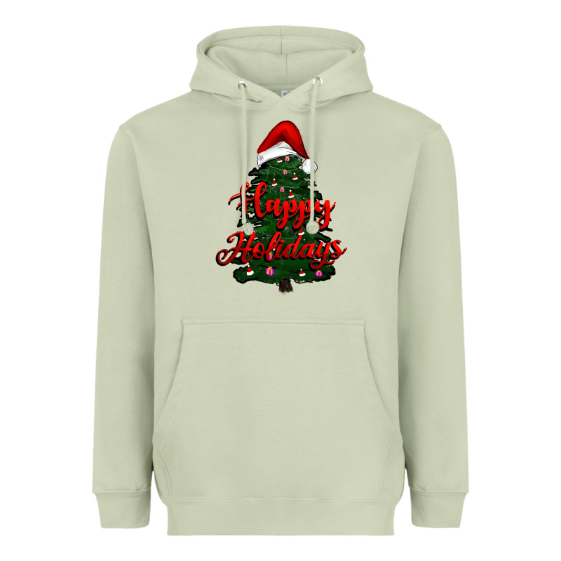Happy Holidays Christmas Tree Heavyweight Hoodie by RanaPortraitStore | Teevron