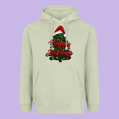 Happy Holidays Christmas Tree Heavyweight Hoodie Designed By Ranaportraitstore