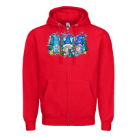Red snowman gnome Zipper Hoodie - Zillion Design Studio