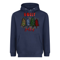 Navy holly jolly Christmas trees Heavyweight Hoodie - RanaPortraitStore