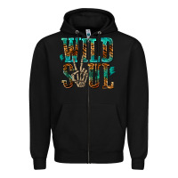 Black wild soul with skeleton hand Zipper Hoodie - texasbilliewilder
