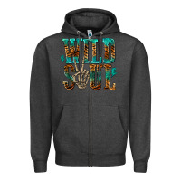 Charcoal Heather wild soul with skeleton hand Zipper Hoodie - texasbilliewilder