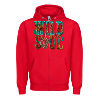 Red wild soul with skeleton hand Zipper Hoodie - texasbilliewilder
