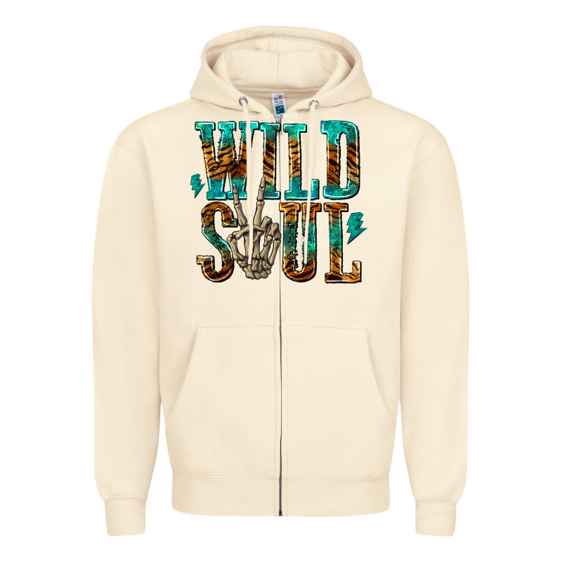 Wild Soul With Skeleton Hand Zipper Hoodie by texasbilliewilder | Teevron