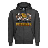 Charcoal Heather with god al things ara possible Zipper Hoodie - texasbilliewilder