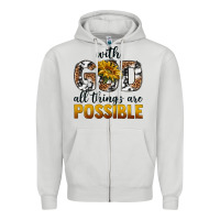 Dove Grey with god al things ara possible Zipper Hoodie - texasbilliewilder