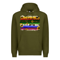 Army Green serape sunflowers leopard cowhide background Premium Hoodie - RanaPortraitStore