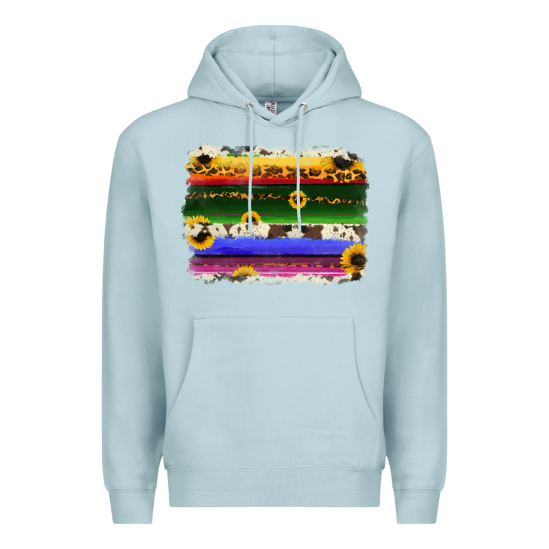Serape Sunflowers Leopard Cowhide Background Premium Hoodie by RanaPortraitStore | Teevron