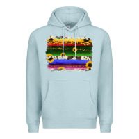 Blue Mist serape sunflowers leopard cowhide background Premium Hoodie - RanaPortraitStore