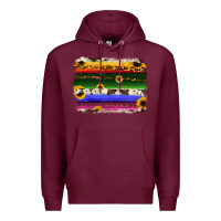 Burgundy serape sunflowers leopard cowhide background Premium Hoodie - RanaPortraitStore