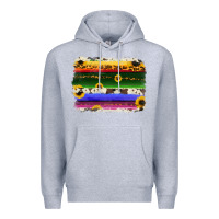Heather Grey serape sunflowers leopard cowhide background Premium Hoodie - RanaPortraitStore