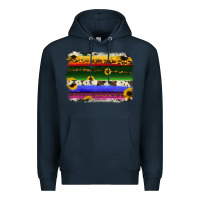 Navy serape sunflowers leopard cowhide background Premium Hoodie - RanaPortraitStore