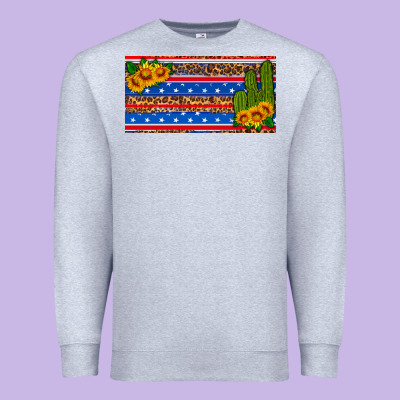 Usa Sunflower And Cactus License Plate Premium Sweatshirt Designed By Hra Design Shop