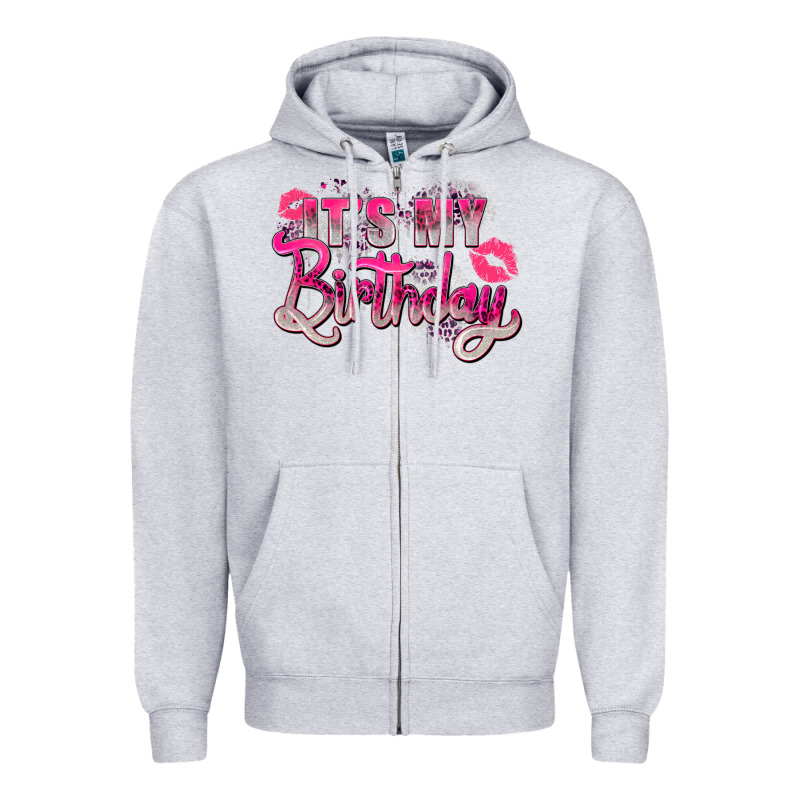 Pink It's My Birthday Zipper Hoodie by Zillion Design Studio | Teevron