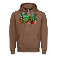 Chestnut christmas trees with football Zipper Hoodie - Zillion Design Studio