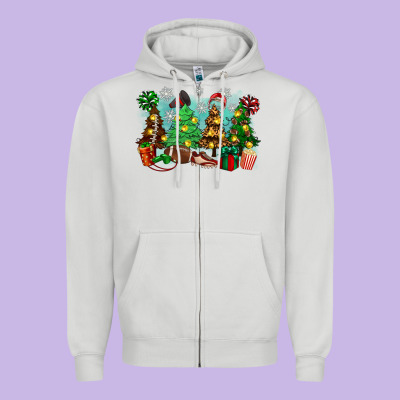 Christmas Trees With Football Zipper Hoodie Designed By Zillion Design Studio