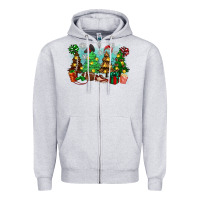 Heather Grey christmas trees with football Zipper Hoodie - Zillion Design Studio