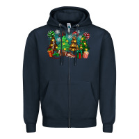 Navy christmas trees with football Zipper Hoodie - Zillion Design Studio