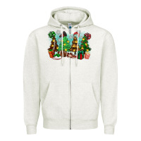 Oatmeal Heather christmas trees with football Zipper Hoodie - Zillion Design Studio