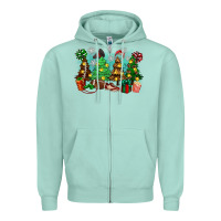 Seafoam christmas trees with football Zipper Hoodie - Zillion Design Studio
