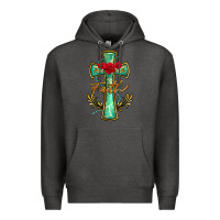 Charcoal Heather cross faith Premium Hoodie - BarkalooDesign