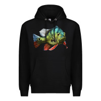 Black Peacock Bass Illustrations Premium Hoodie - LillyAllenDesigns