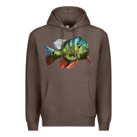 Coffee Peacock Bass Illustrations Premium Hoodie - LillyAllenDesigns