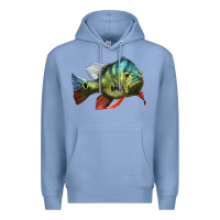 Colony Blue Peacock Bass Illustrations Premium Hoodie - LillyAllenDesigns