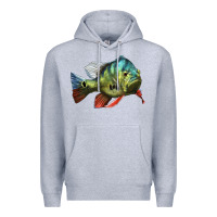 Heather Grey Peacock Bass Illustrations Premium Hoodie - LillyAllenDesigns