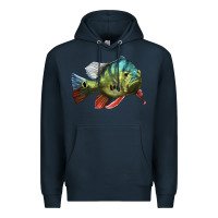 Navy Peacock Bass Illustrations Premium Hoodie - LillyAllenDesigns